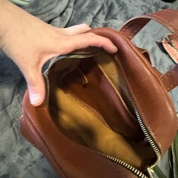 Portland Leather Snap Mini Backpack with Gold Stud - Picture 2 of 4